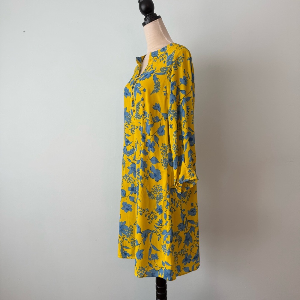 ππ Cabi Yellow Blue Floral Tunic Dress Size L Flowy Boho Lightweightππ - Picture 7 of 11